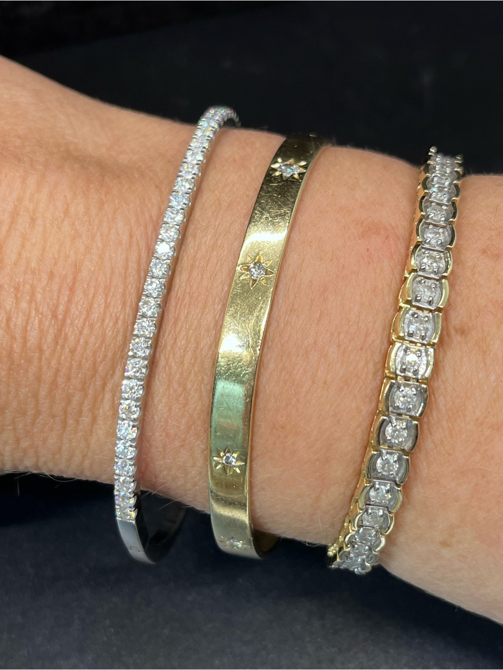 Tennis Bracelet- Aregntium Silver bangle with lab diamonds.